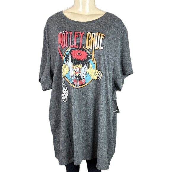 Motley Crue +4 Dark Gray Heather Band Graphic Crew Neckline Short Sleeve Tee - Picture 2 of 6